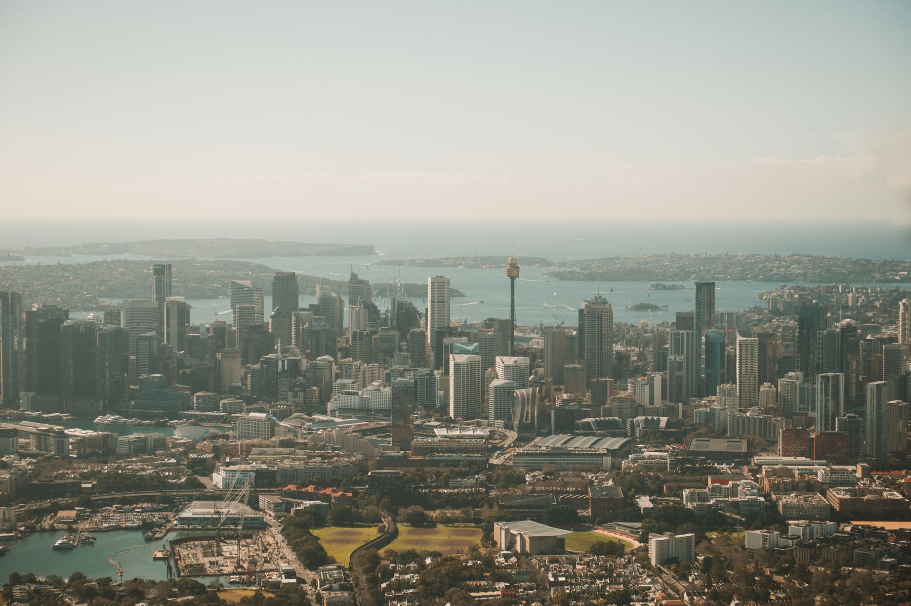 Aerial view of Sydney, its harbour and coastline
